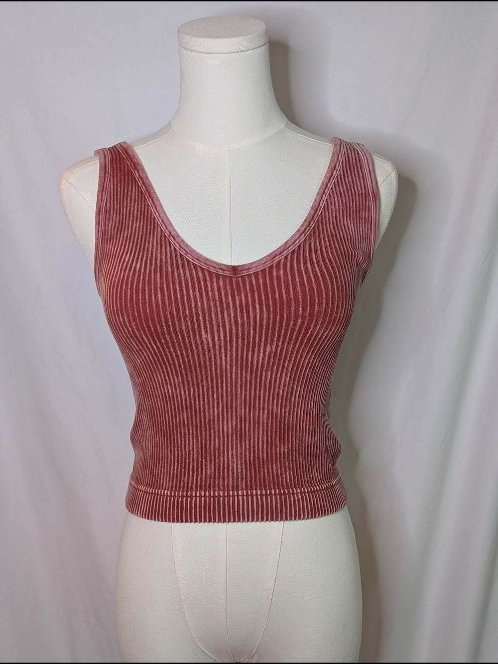 Zenana Ribbed Rust 2-Way Tank Top L/XL – New
